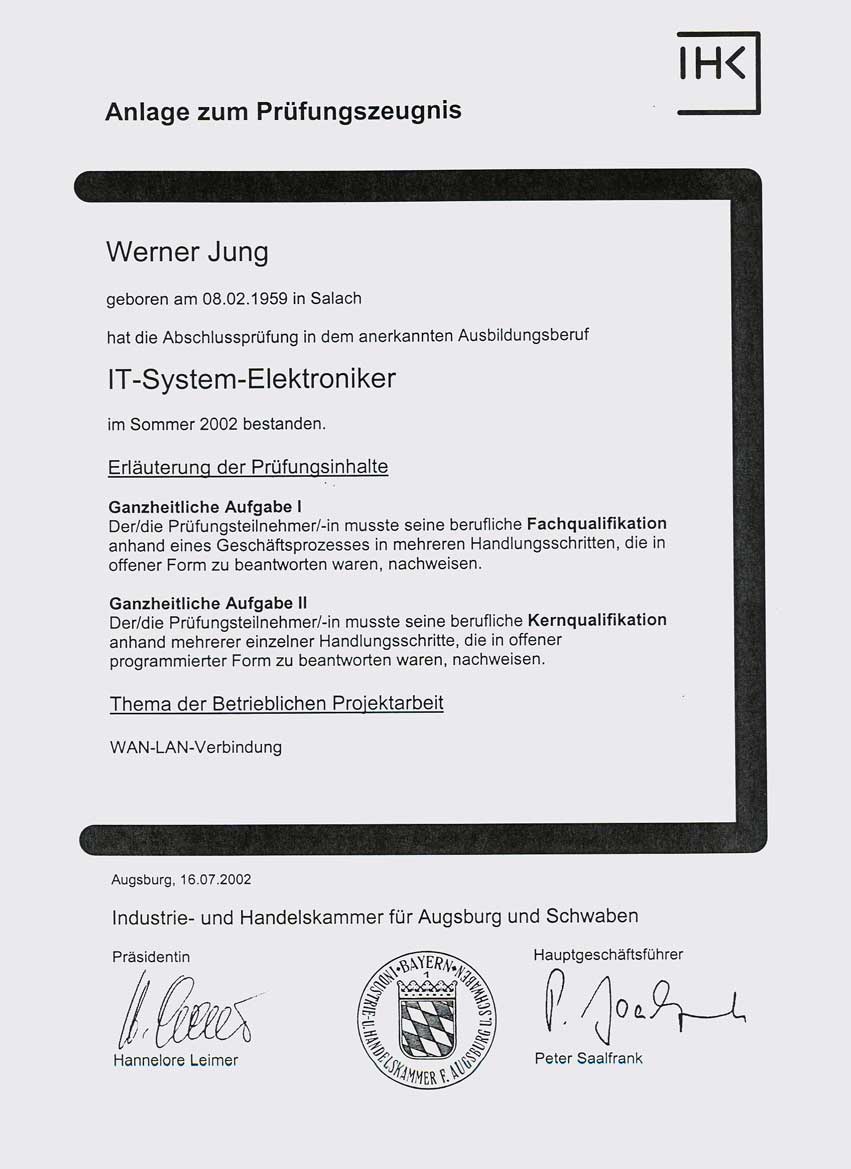 Zertifikat SystemElektroniker